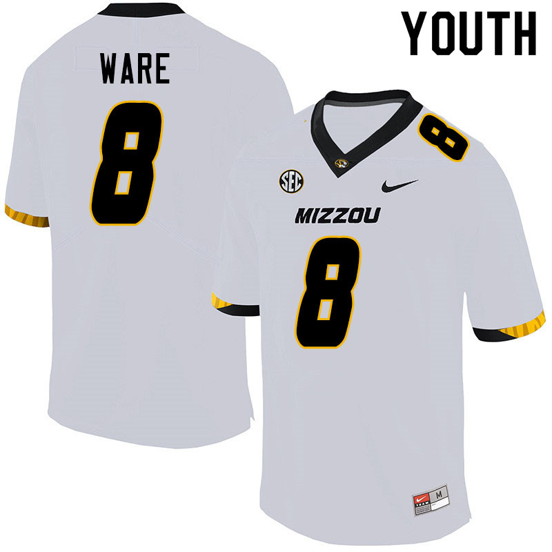 Youth #8 Jarvis Ware Missouri Tigers College Football Jerseys Sale-White - Click Image to Close